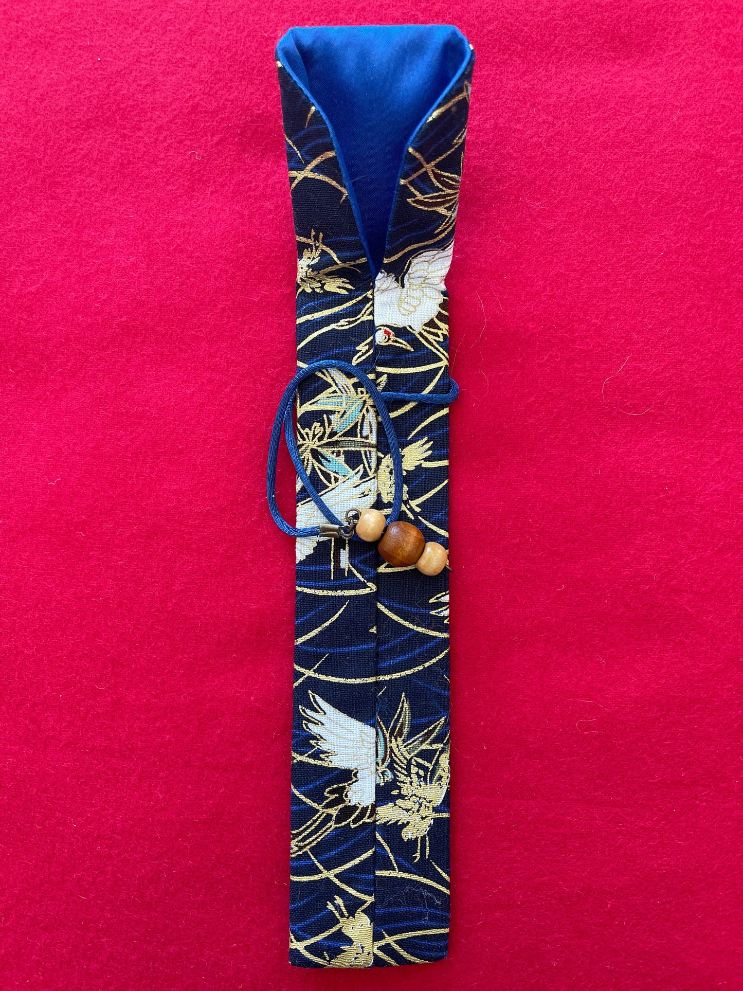 Blue Cranes - Single Pen Kimono Case with Soft Luxurious Satin Interior