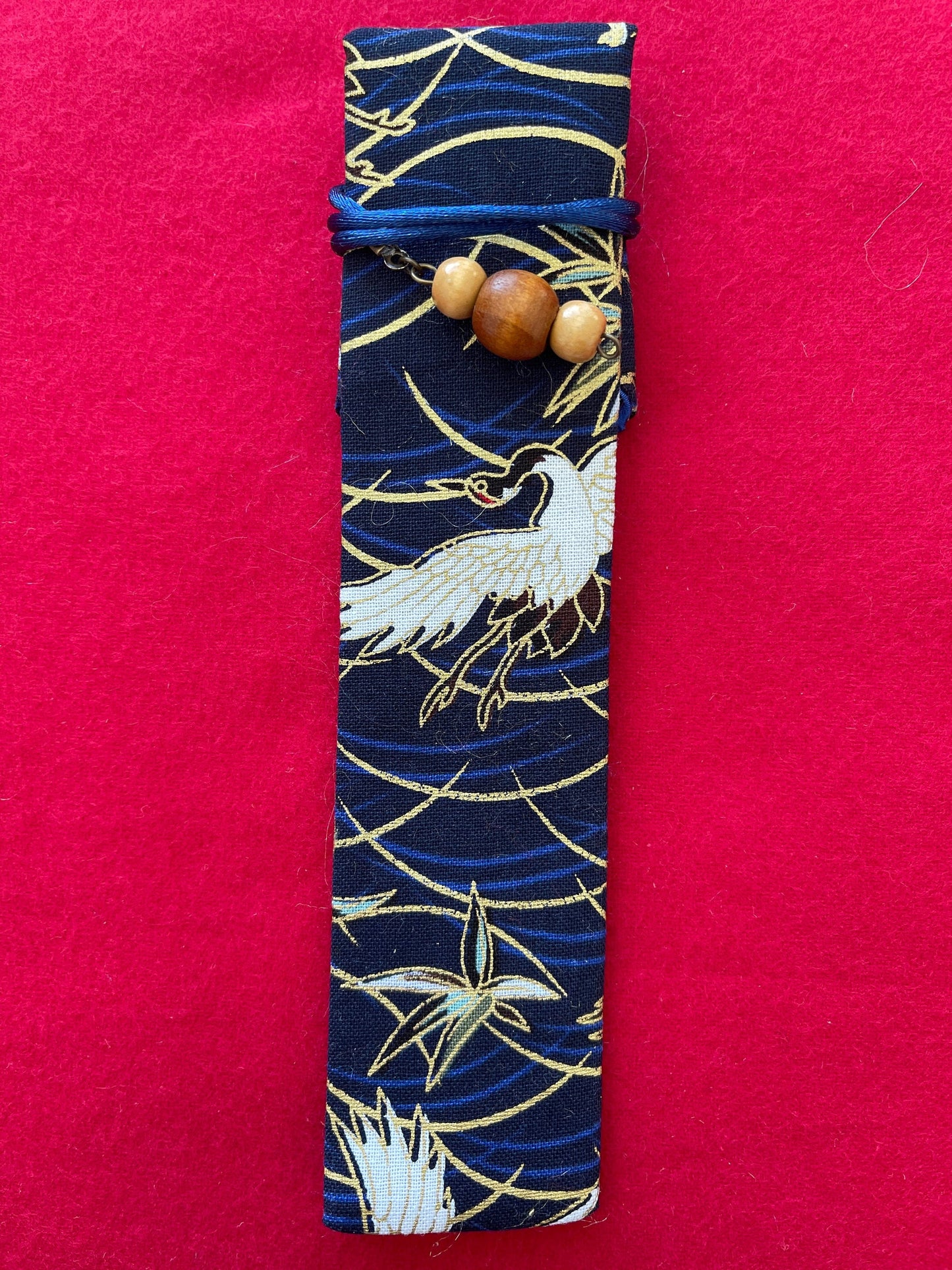 Blue Cranes - Single Pen Kimono Case with Soft Luxurious Satin Interior