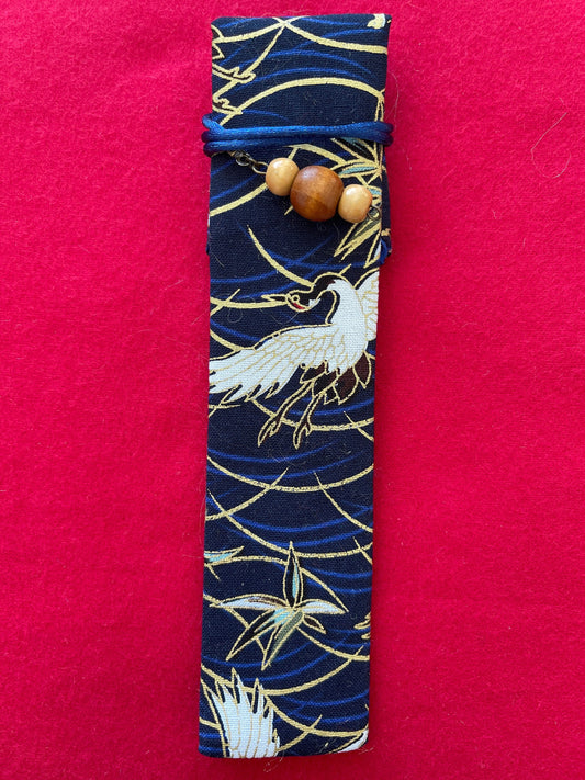 Blue Cranes - Single Pen Kimono Case with Soft Luxurious Satin Interior