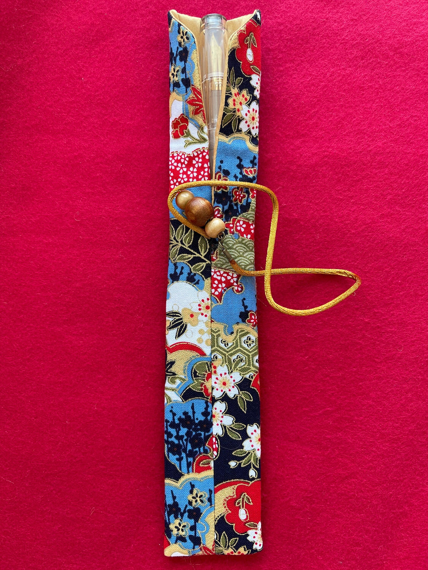 Blue Flower Fields - Single Pen Kimono Case with Soft Luxurious Satin Interior