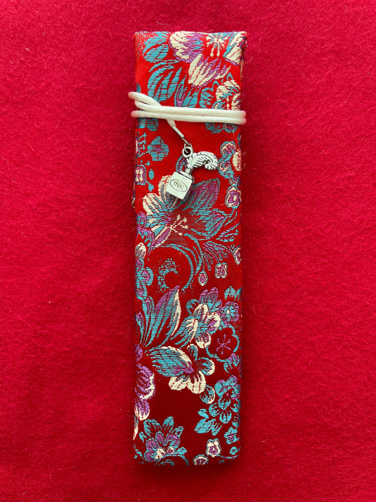 Red Flowers - Single Pen Kimono Case with Soft Luxurious Satin Interior