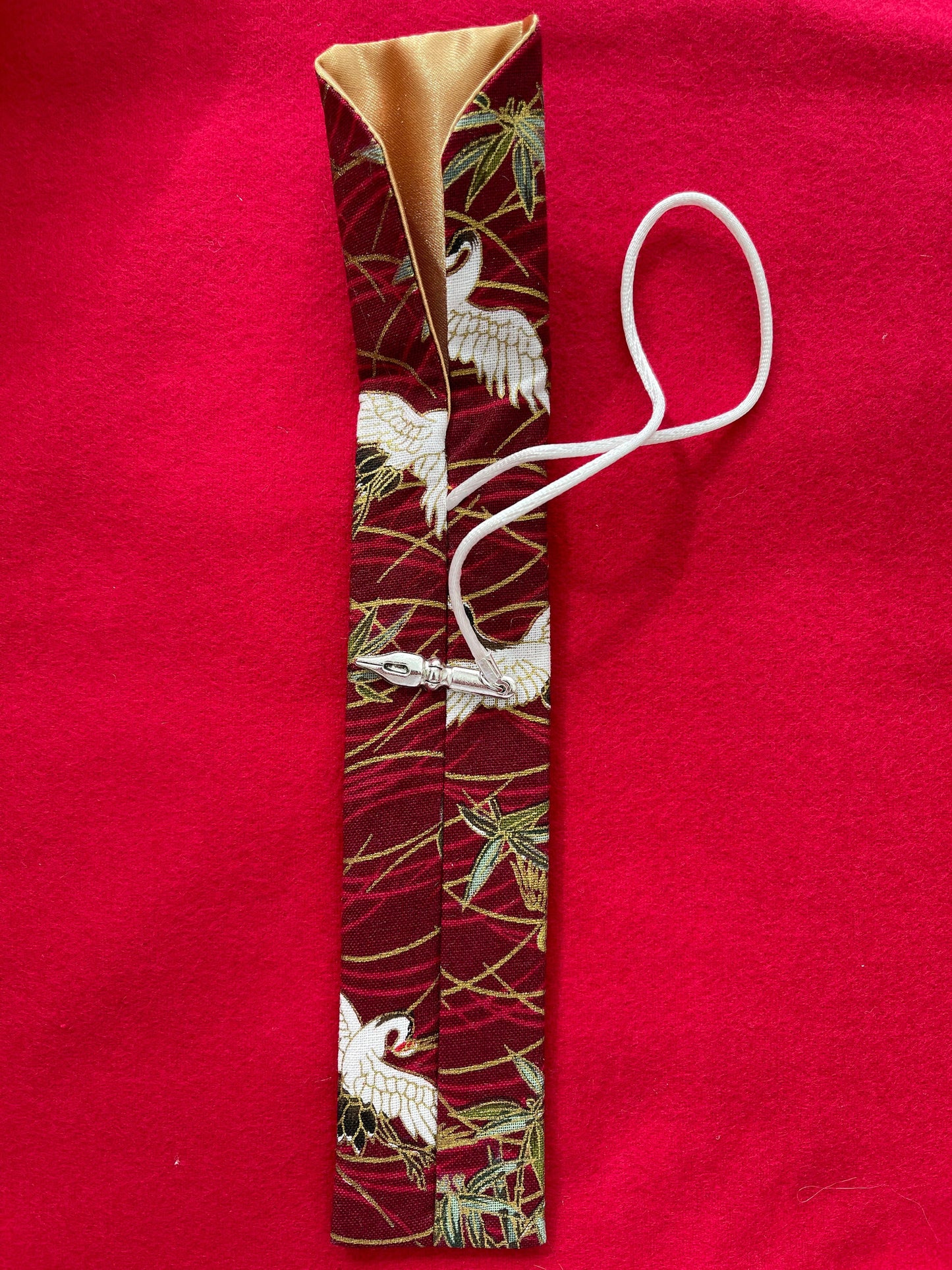 Red Cranes - Single Pen Kimono Case with Soft Luxurious Satin Interior