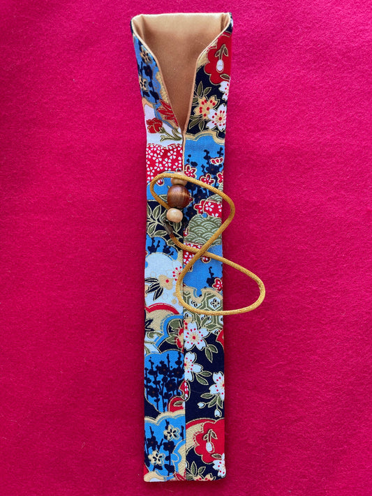 Blue Flower Fields - Single Pen Kimono Case with Soft Luxurious Satin Interior