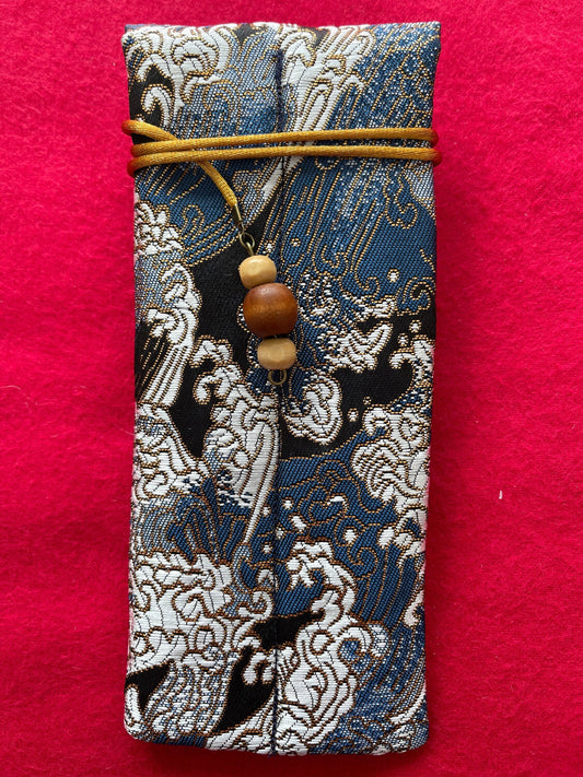 Great Wave - Double Pen Kimono Case with Soft Luxurious Satin Interior