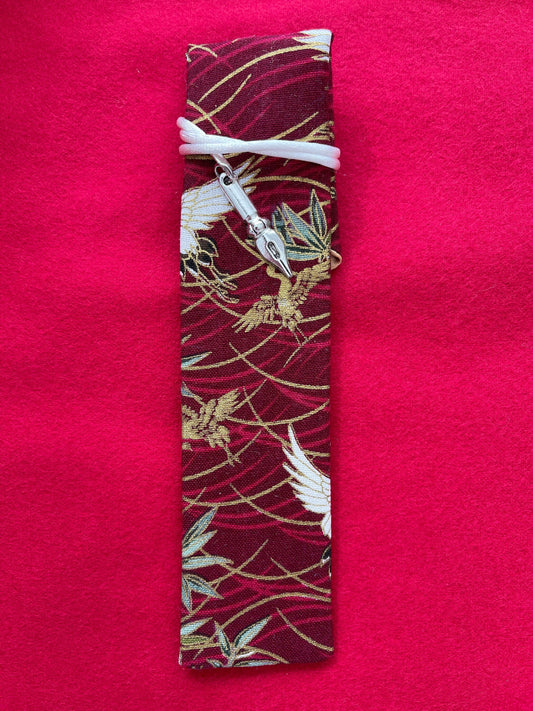 Red Cranes - Single Pen Kimono Case with Soft Luxurious Satin Interior