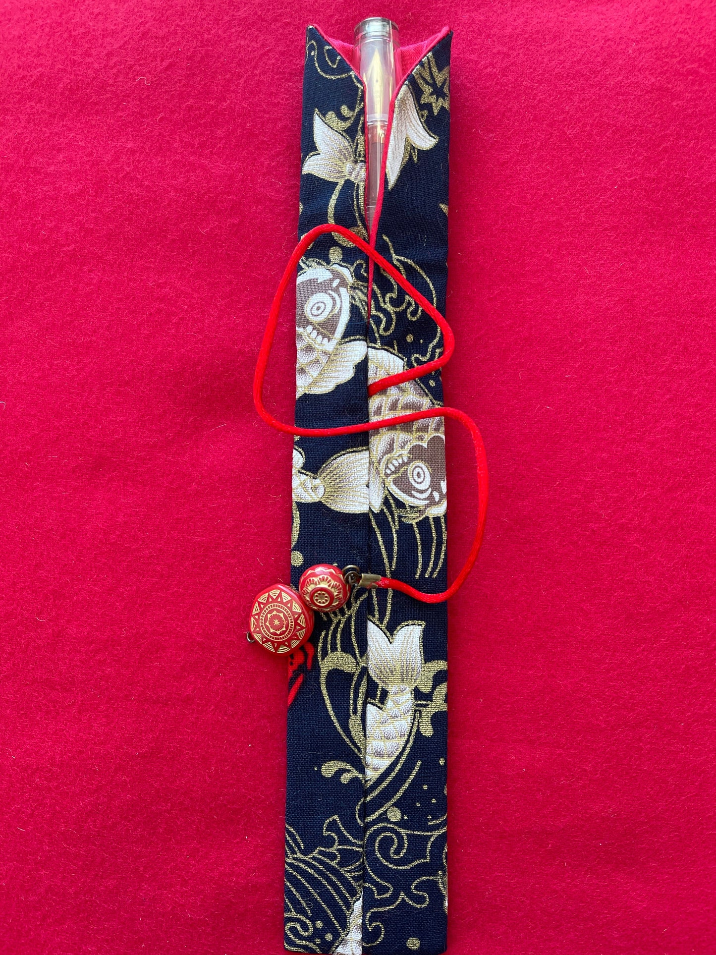 Blue Koi Fish - Single Pen Kimono Case with Soft Luxurious Satin Interior
