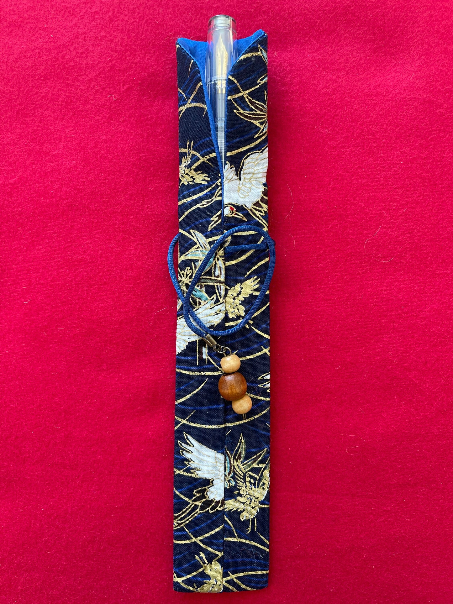 Blue Cranes - Single Pen Kimono Case with Soft Luxurious Satin Interior