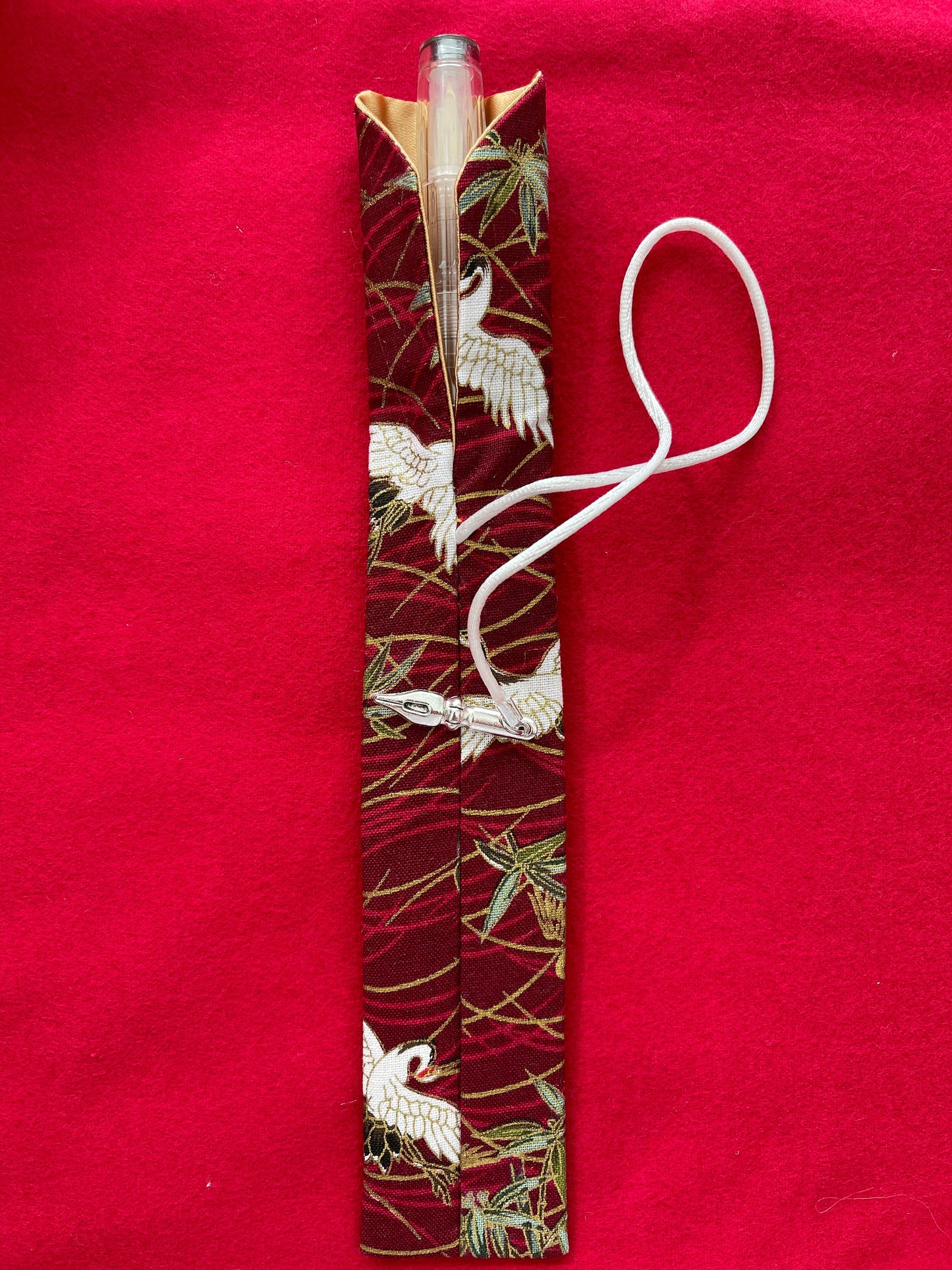 Red Cranes - Single Pen Kimono Case with Soft Luxurious Satin Interior