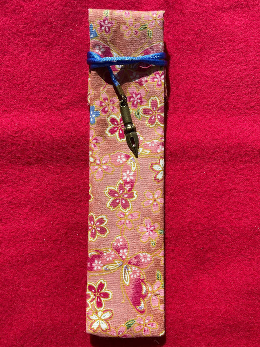 Pink Sakura - Single Pen Kimono Case with Soft Luxurious Satin Interior