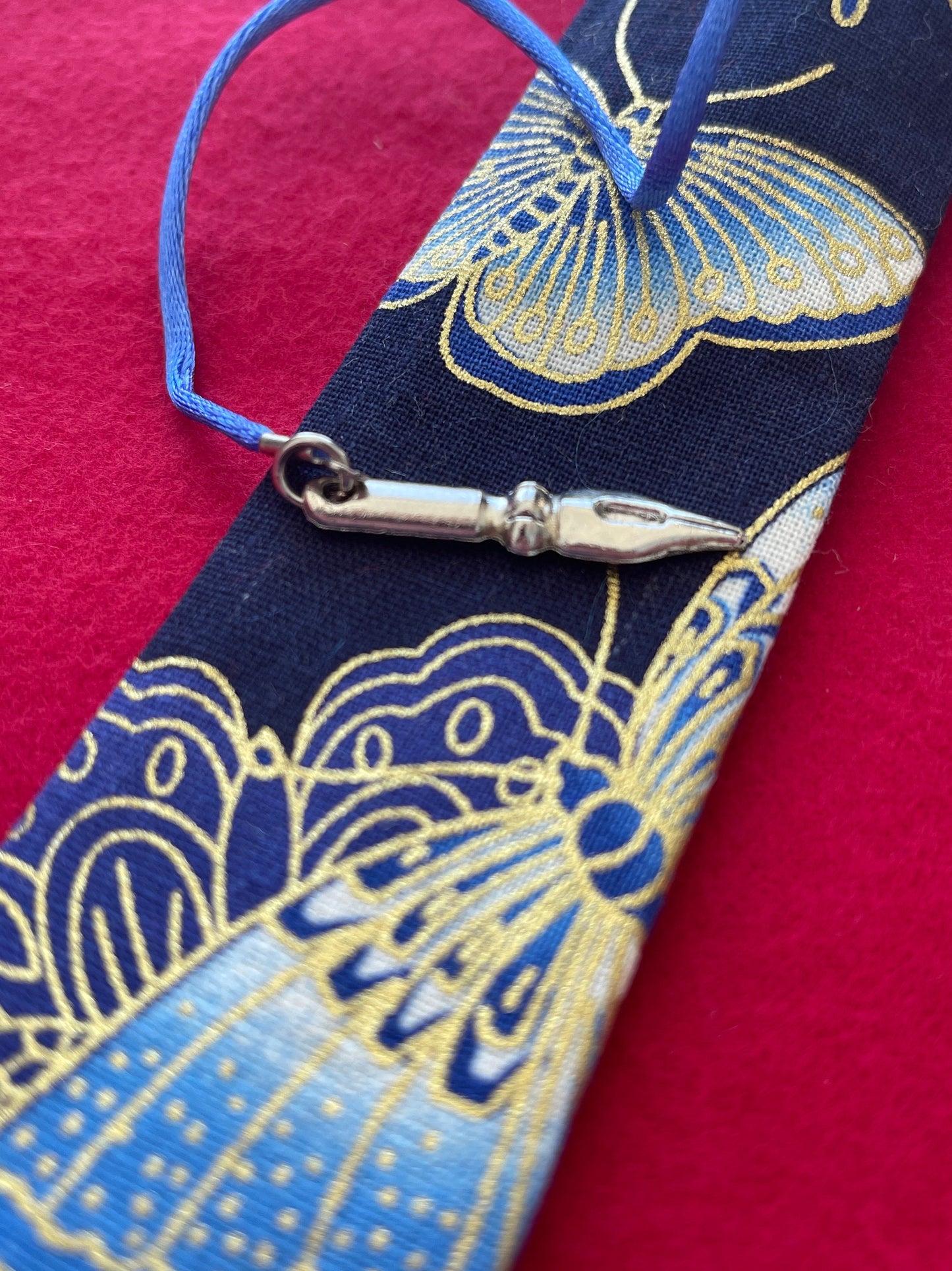 Blue Butterflies - Single Pen Kimono Case with Soft Luxurious Satin Interior