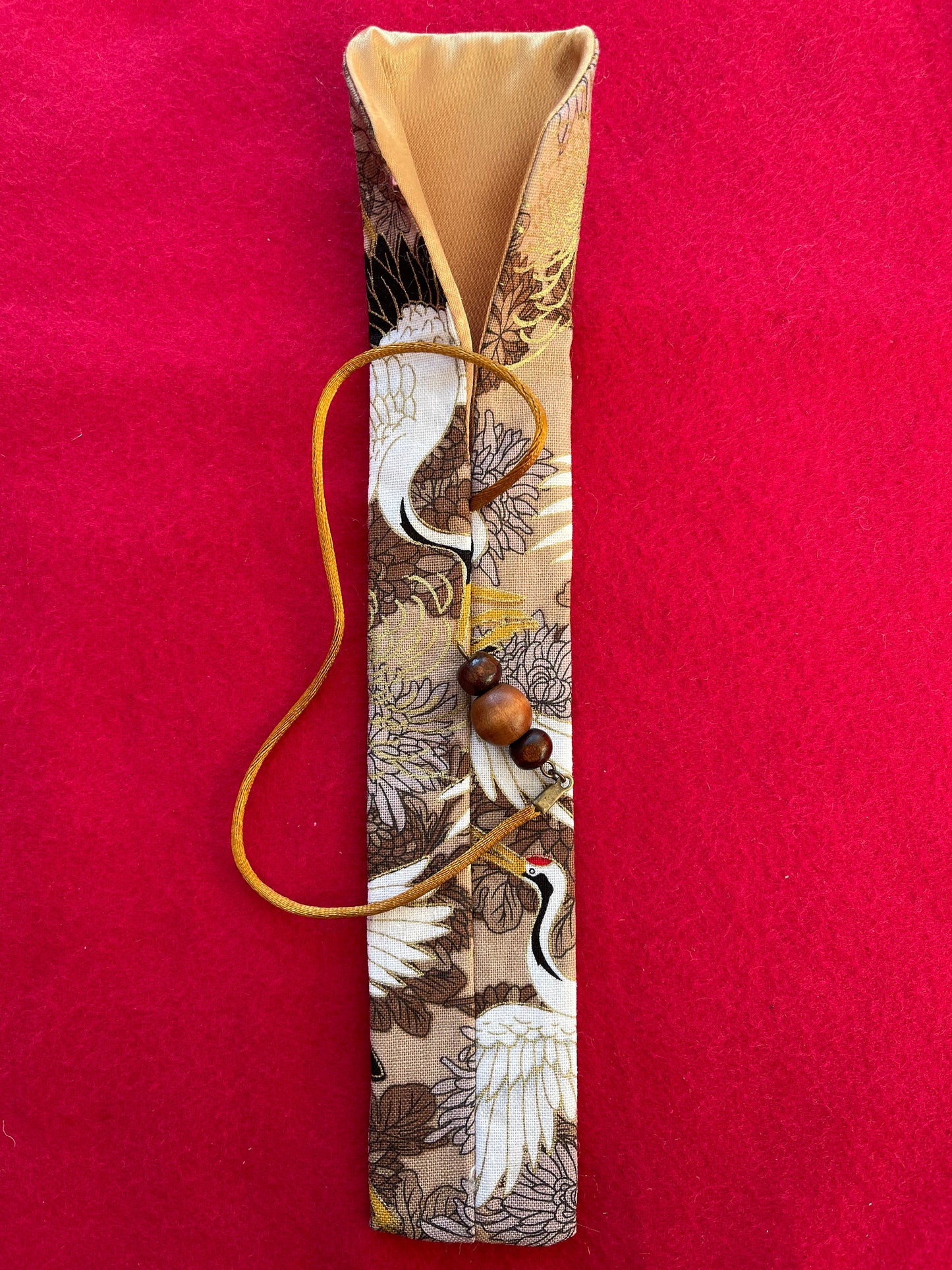 Brown Cranes - Single Pen Kimono Case with Soft Luxurious Satin Interior