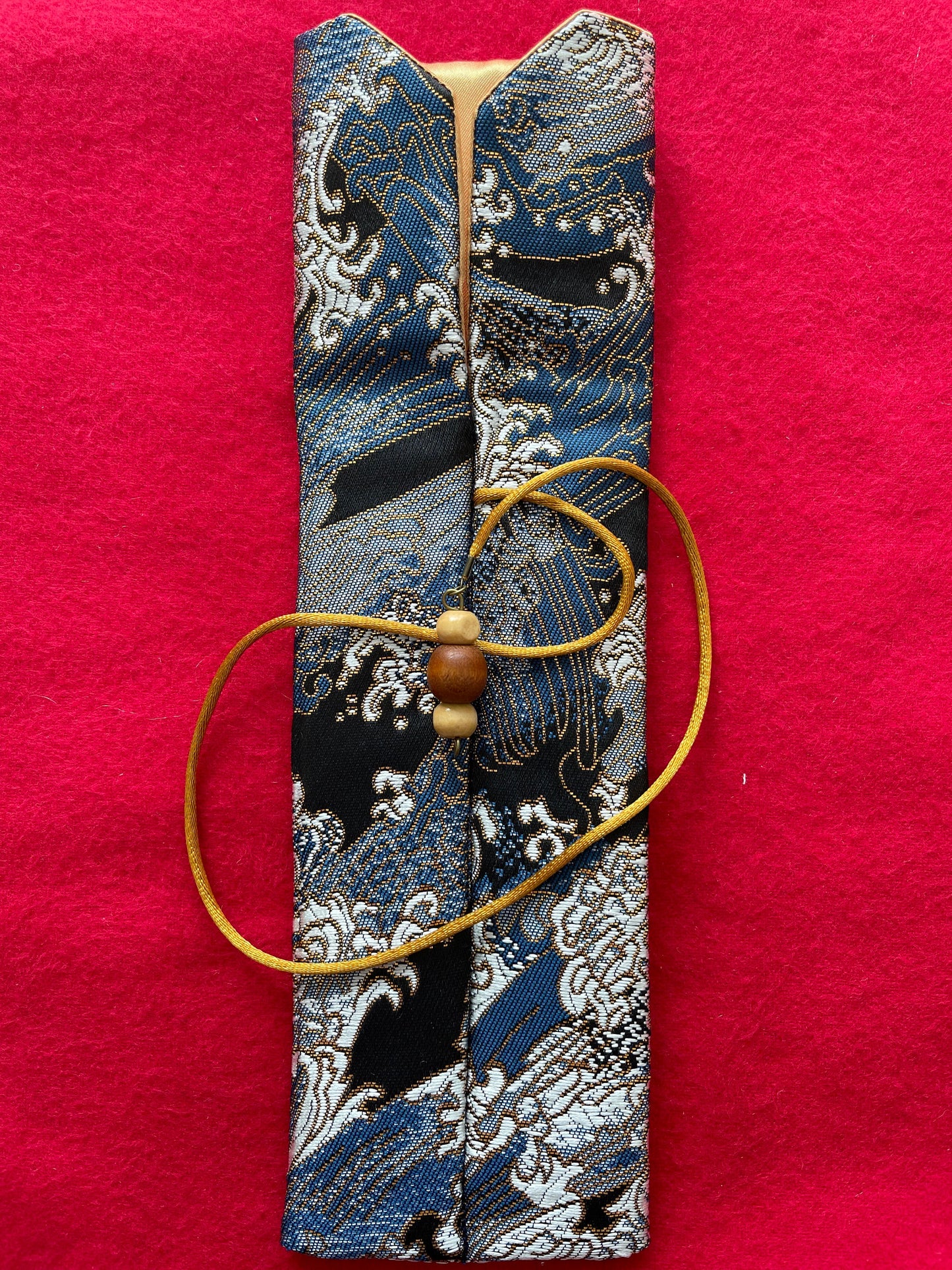 Great Wave - Double Pen Kimono Case with Soft Luxurious Satin Interior